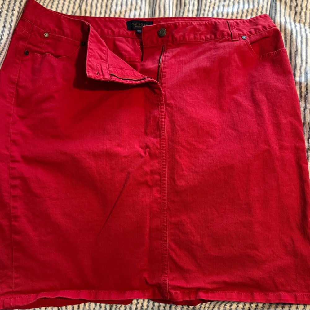 Talbots Red Jean Skirt
